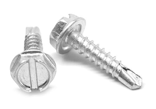 На 1/4-14 x 1/2 Self Drilling Screw Slotted Hex Шайба Head 3 Point Stainless Steel 410 Pk 2000