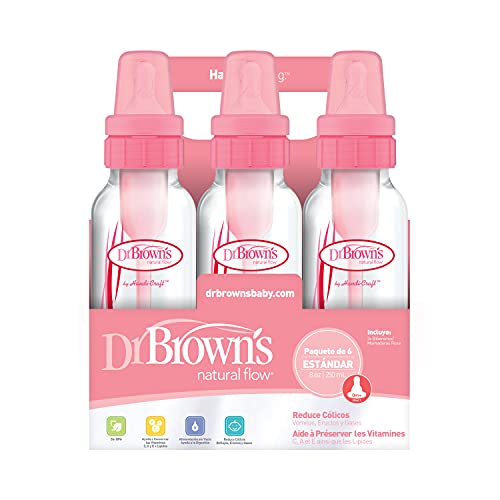 Бебешки бутилки Dr. Brown ' s Natural Flow Anti-Colic - Розово - 8oz-6pk