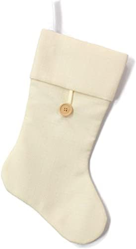 Коледни чорапи с монограм Аз, Крем чул и Пуговица