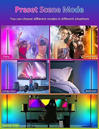 Ъглов под лампа LED RGB Color Changing Lamp with Bluetooth APP and Remote Control,61 Tall Dimmable Standing Smart Minimalist