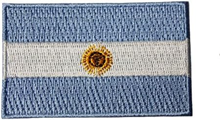 Флаг на страната Аржентина Бродиран Желязо на нашивке Гербового икона. Размер : 1.5 x 2.5 инча.Нов