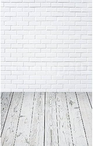 OMG_Shop 3x5FT Бяла Тухлена Стена с Дървени подове Живописна Тъкан Индивидуални Снимки на Фона на Фона Студио Reliance