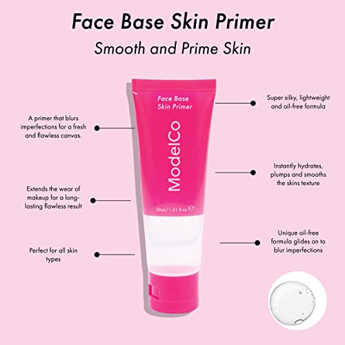 MODELCO Face Base Skin Primer - Изглажда и изравнява тена на кожата - Създава перфектно трайна основа-Улавя грим - Копринена, лека и безмасляный - Размива несъвършенства - 1,01 унция