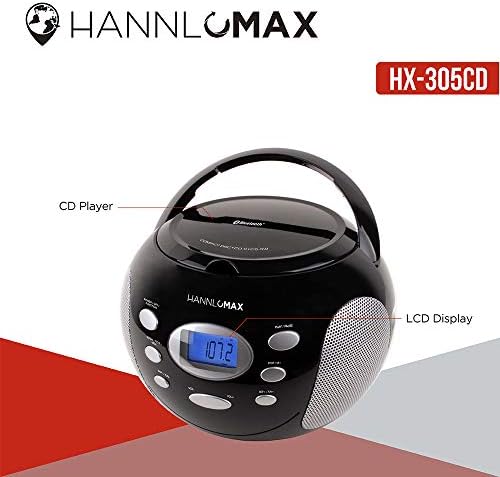 HANNLOMAX HX-305CD Портативен CD Boombox, PLL FM радио, Bluetooth, LCD дисплей Dislay с подсветка, Aux-in, AC/DC Двоен