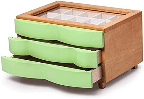 Кутия за бижута CGgJT - Солидна дървена кутия за бижута Дамски дървена кутия за бижута кутия за съхранение на бижута (цвят