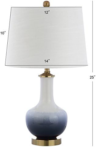 JONATHAN Y JYL3019A Gradient 25 Ceramic/Brass LED Table Lamp Contemporary,Traditional,Transitional for Bedroom, Living Room, Офис, Колеж Dorm, Coffee Table, Bookcase, White/Navy