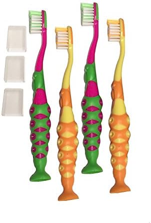 4-Pack of Kids Childrens Toddler Момичета и Момчета Extra Soft Bristle Easy Grip Training Suction Base BPA Free Набор