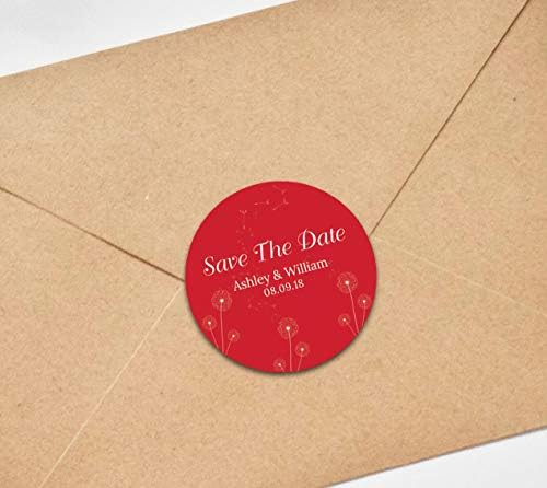 Darling souvenir е Round 45 Pcs Dandelion Wishes Save The Date Stickers Personalized Bride Groom Names and Date Envelope