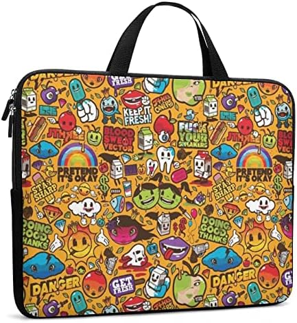 Trippy Cartoon Design Laptop Sleeve Carrying Case Tablet Computer Protection Bag with Handle for 12inch