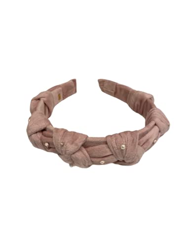 Bari Lynn гърлс 6 Knot Velvet Decorated Headband - Светло розово, Мулти, Голям
