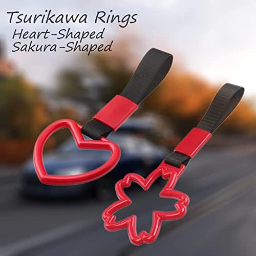 Tsurikawa Ring Sakura формата на сърце and Heart-Shaped Car Hand Strap Decorative Warning Bumper for Car Warning Interior Decoration Exterior