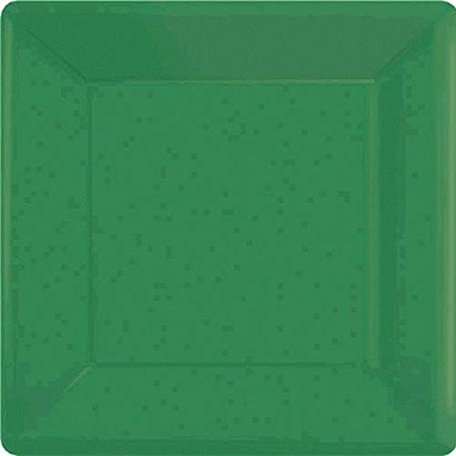 Празнични Зелени Квадратни Картонени Чинии | 7 | Опаковка от 20 | Party Supply