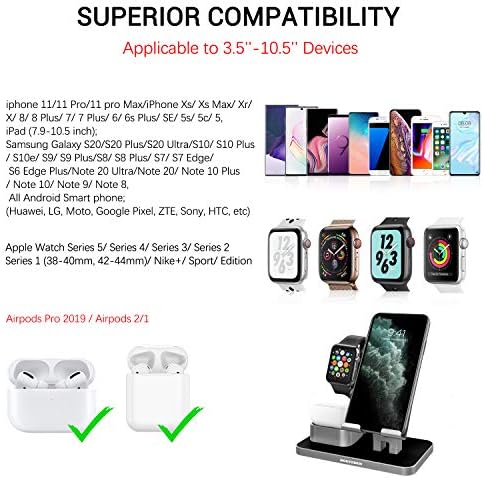 Поставка за мобилен телефон, GaoBao Съвместим с Apple Watch Stand AirPods Charger Dock, зарядно устройство ще захранване