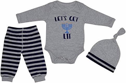 Уникален Baby Boys Lets Get Lit Hanukkah Layette Комплект с Капак