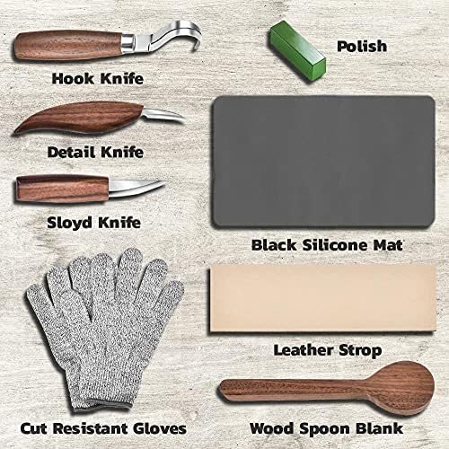 Набор от инструменти за резба по дърво, Нож за резба по Крючку, Нож Sloyd, Нож за детайли, Заготовки и Дървени Лъжици,