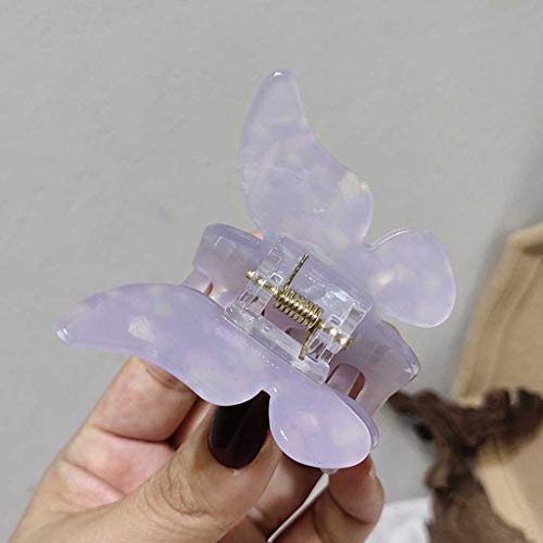 YFQHDD 2PCS 2021 Summer Small Purple Butterfly Hair Claws Hairpin Сладко Transparent Grabs Acrylic Hair Clip for Women Sweet Accessories (Color : A)