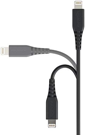 Basics Пфи-Сертифициран кабел Lightning to USB A за Apple iPhone и iPad - 6 фута (1,8 м) - 2 -Pack - Черен