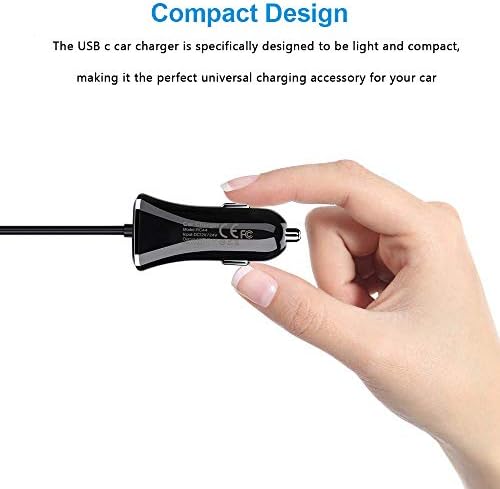 Тип C зарядно за Кола, 3.4 A Бързо Зареждане USB Адаптер за Кола с 3 фут C USB Кабел за Samsung Galaxy S20 S21 FE S10
