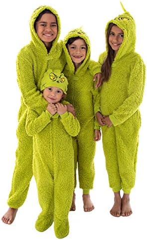 Dr. Сус The Гринч Who Steal Коледа Matching Family Costume Pajama Sherpa Union Suit - Възрастен, Дете, Детски, Домашни Любимци,