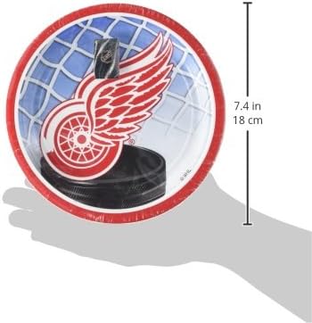 Amscan 543811 Detroit Red Wings Collection 7 Round, Вечерни Чинии, 8 бр