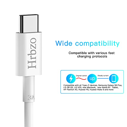 Hrbzo C USB to USB A 3A Fast Charger USB Cable Type-C Charger Cable,1-Pack 3.3 фута (1 метър), бяла Съвместим със серия Samsung Galaxy серия от Huawei Mate и други