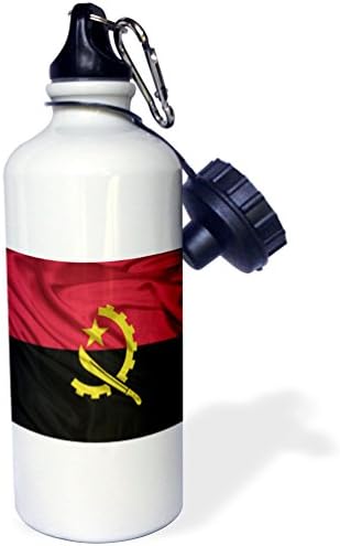 3dRose Angola Flag Спортна бутилка за вода, 21 унция, Бял