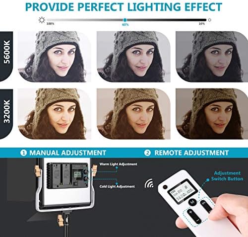 Neewer 2 Пакети Advanced 2.4 G 480 LED Video Light, Photography Lighting Kit with Bag, Dimmable Bi-Color LED Panel with 2.4 G Wireless Remote, 480 LED Panel Softbox and Light Stand for Product Portrait
