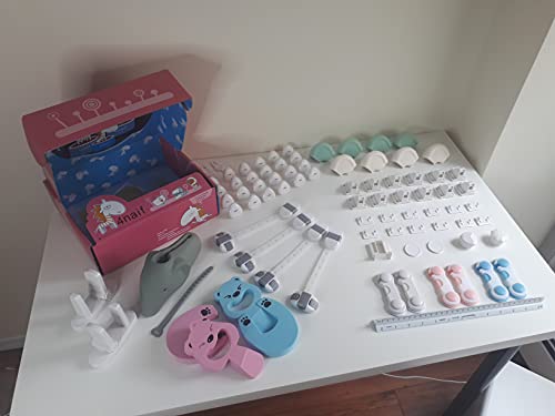 Baby Проверка Kit - 61 Опаковка, 12 Магнитни брави, кабинет, 24 Капачки розеточных вилици, 10 Замъци, кабинет, 8 Ъглови