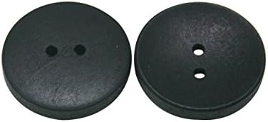 Wuuycoky Черна Дървена Бутон Кръг с Диаметър 25 мм с 2 Дупки за Занаяти Шевни DIY Пакет от 30
