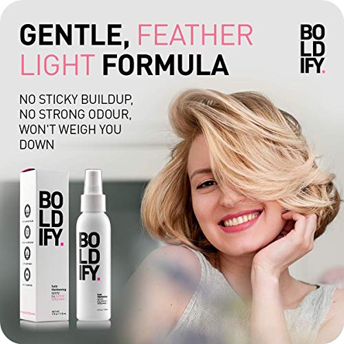 BOLDIFY Hair Thickening Spray - ще Получите По-дебели косми за 60 секунди - Препоръчани Стилист Продукти за коса, за жени и за Мъже - Volumizer за коса + Texture Hair Spray Thickener за Тънка коса - 4 гр?