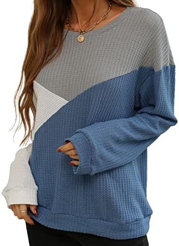 За жени С Дълъг ръкав на Екипажа Средства за грижа за кожата на шията Цвят Блок Ежедневното Свободни Вязаный Пуловер Пуловер