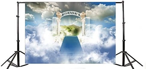 AOFOTO 5x4ft Стълбище към Небесата Снимка Фон Райски Порти на Фона на Небето Облаци Стълбище Религия Философската Тема на Църквата Християнската Играта на Новороденото