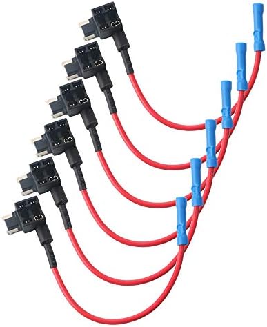 GTIWUNG 32V Car Fuse Tap, Add-a-Circuit Fuse Adapter, Mini Fuse Tap, Piggy Back Blade Fuse Holder with Wire Harness (Pack of 6)