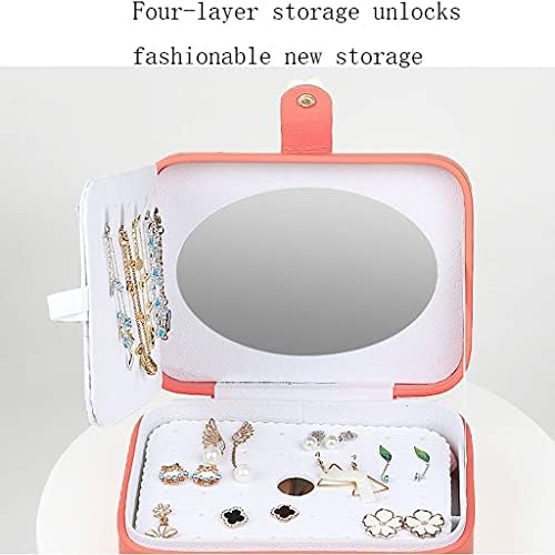 KKNH Jewelry Box Сладко Jewelry Box Large Capacity Jewelry Storage Box with Mirror Jewelry Case Suitable for Travel Portable