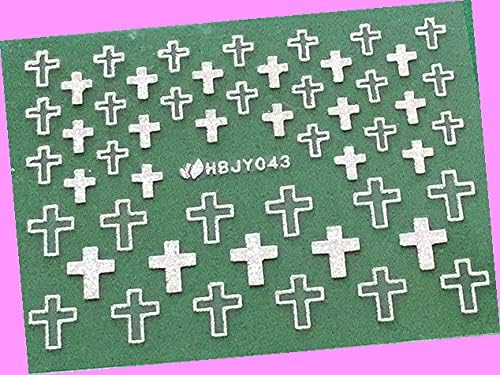 Christian Cross Solid & Nail Art Sticker Hbjy043 Silver for Nails Design маникюр Stickers Decals Доставки Manicure Tips
