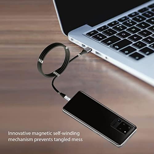 USB-C Магнитен кабел Работи за Meizu Pro 5 от тип C, Абсорбционный Плъзгаща се По-бързо кабел Nano Data Cord (черен 3,3