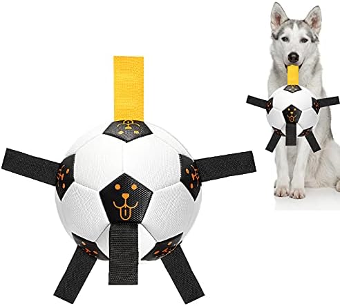Reettic Mediunm & Large Dog Играчка Топка, 6.7 Inch Interactive Dog Soccer Ball, Dog Water Ball with Хвани Tabs, Outdoor