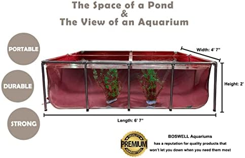 BOSWELL Aquarium Pool Pond with Transparent Clear Viewing Panel and Drain Valve, PVC Платно with Steel Frame for | Ponds