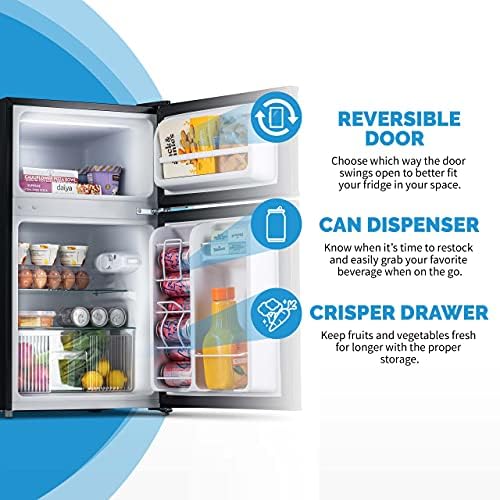 Компактен мини-хладилник Newair 3.1 Cu. Ft. с фризер, автоматична разморозкой, диспенсером консервени кутии и Energy Star е Идеално за хотели, спални, домашни офиси и микробуси R