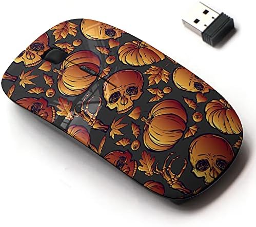 Безжична мишка с 2.4 G с Хубав Модел за всички преносими и Настолни компютри с Нано - приемник - Halloween Skull Leaves