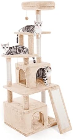 Pesofer 61.8 Inches Cat Tree много Нива на Котешка Кула с Голям Когтеточкой и Болтающимися Топки за Всички Котки