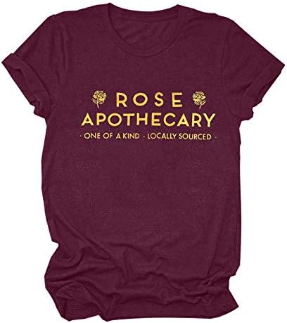 Dosoop Rose Apothecary Ризи за Жени с Принтом Рози Новост Риза Лято Забавен Буквално Принт Къс Ръкав Празнична Тениска