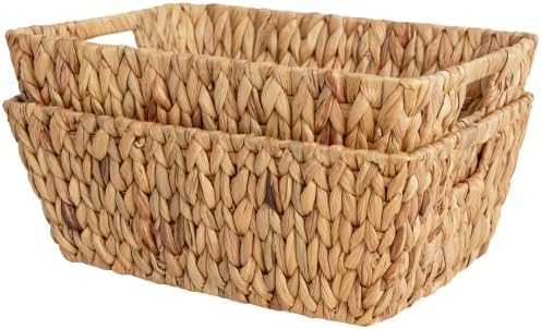 StorageWorks Water Hyacinth Storage Baskets, Големи Плетени кошници с вградени дръжки, 15 x 11 ½ x 6 инча, 2 опаковки