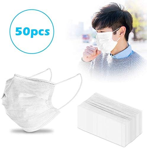 (US Stock)50шт за Еднократна употреба кърпа за лице,3-слойна кърпи за лице за замърсяването на въздуха, прахоустойчив