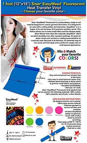 GERCUTTER Store: 1 фут (12 x 15) Цена на Линеен метър - Siser EASYWEED Флуоресцентно теплопередающий винил Цвят: син - на памучен или полиестерна мрежа и поли-смесовых тъкани