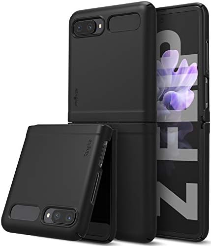 Ringke Slim е Съвместим с Samsung Galaxy Z Flip, Твърд Премия Тънък Твърди КОМПЮТЪР с Неплъзгащи подплата Защитен калъф за вашия телефон Z Flip 5G (2020 г.) - Черен