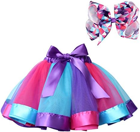 BGFKS Многопластова Балетната Тюлевая Розова Пола-Пакет за Малки Момичета Рокли с Цветни Панделки За Коса