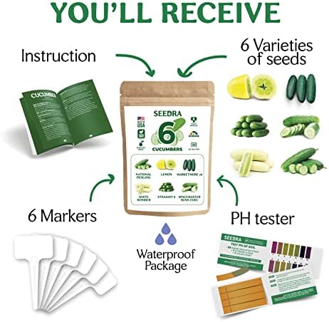 Семена от краставица SEEDRA за засаждане на открито и закрито Домашна градина - Разнообразие от Опаковки от 220 на семена