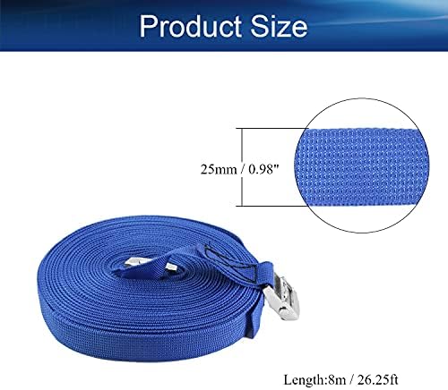 Yinpecly Lashing Strap 1 x29.5ft Adjustable Tie Down Cam Straps Cargo Packing with Strap Buckles up to 441lbs for Каяк, Roof Racks, Motorcycle, Кола, Камион, Лодка, Trailer Blue 1Pcs