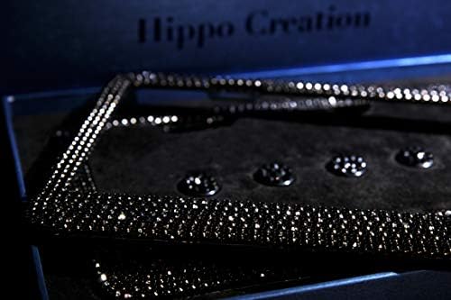 2 Pack Black Prong Seting Luxury Handcrafted Bling License Plate Frame with GiftBox|, Над 1000 бр-Добрите 14 Лица Черен